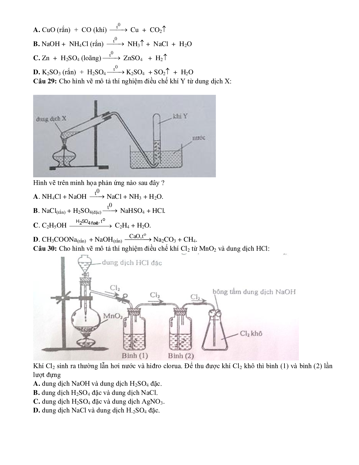 Bài tập về hình vẽ thí nghiệm hóa học có chọn lọc (trang 10)