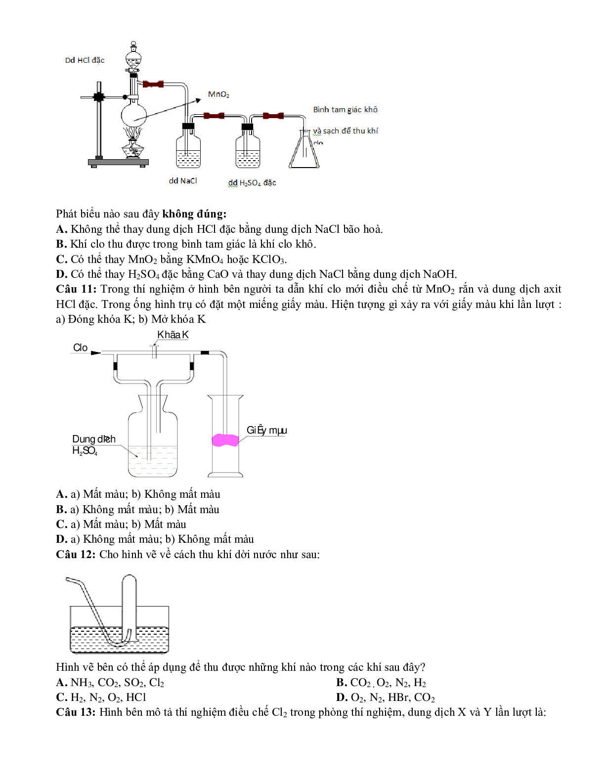 Bài tập về hình vẽ thí nghiệm hóa học có chọn lọc (trang 4)