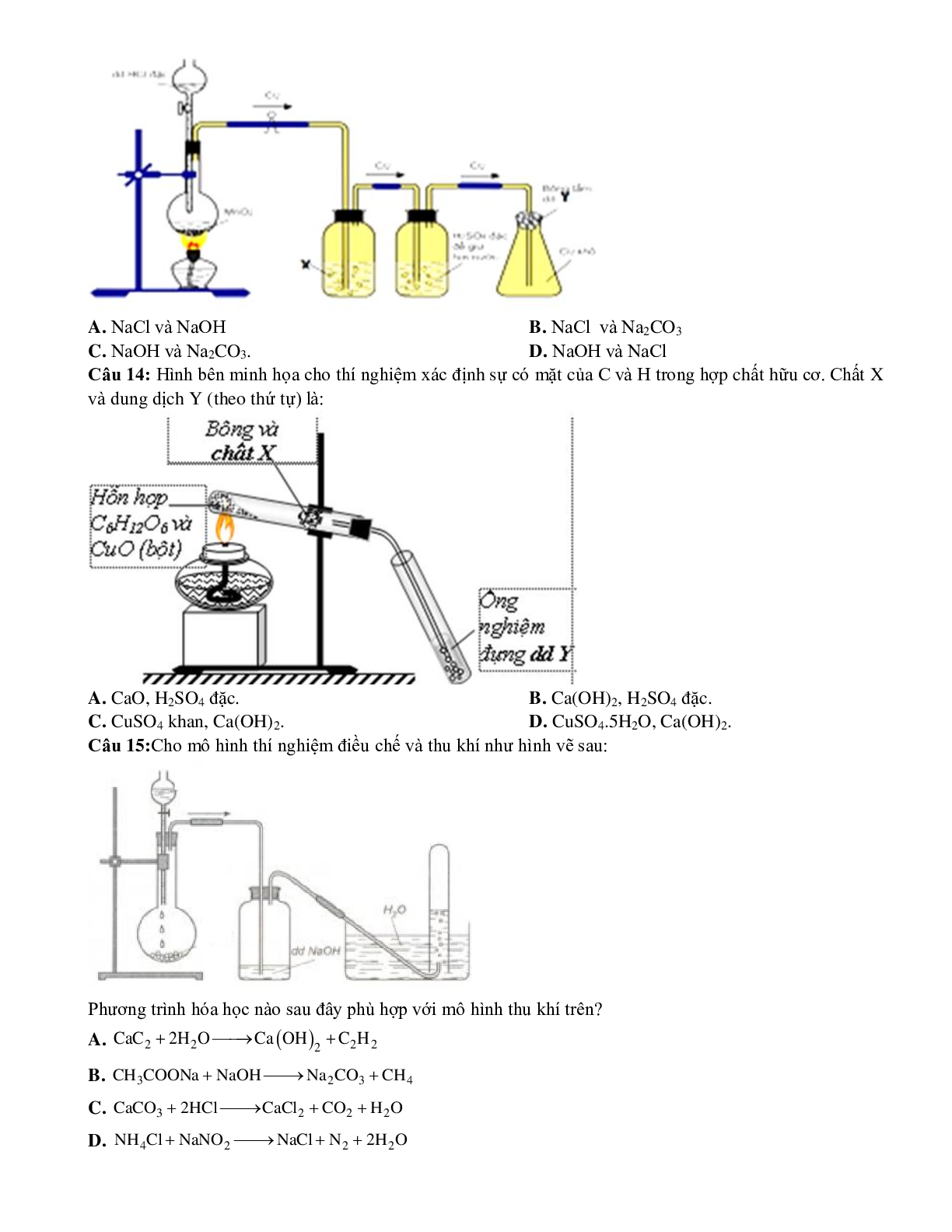 Bài tập về hình vẽ thí nghiệm hóa học có chọn lọc (trang 5)