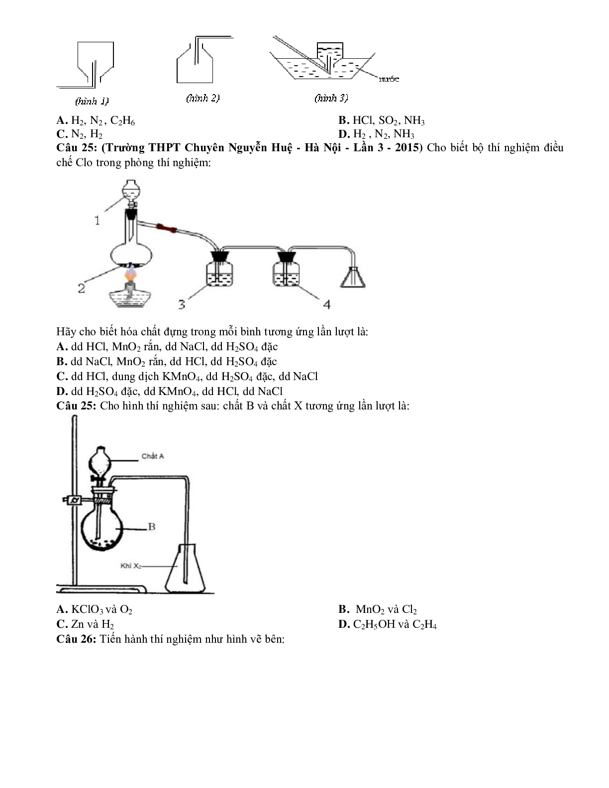 Bài tập về hình vẽ thí nghiệm hóa học có chọn lọc (trang 8)