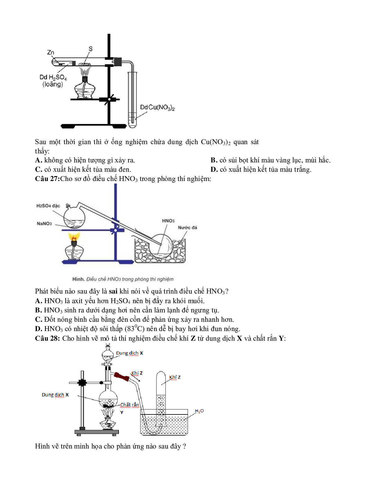 Bài tập về hình vẽ thí nghiệm hóa học có chọn lọc (trang 9)
