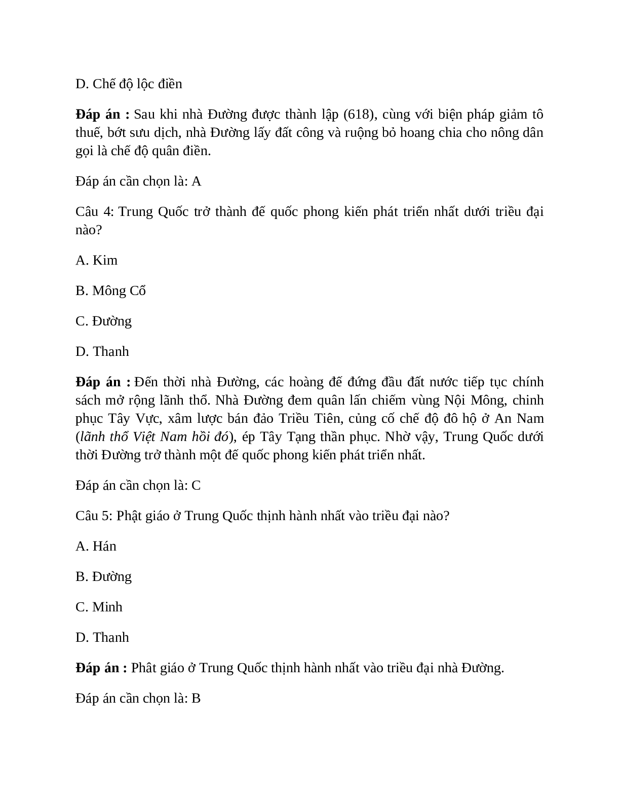 Lịch Sử 10 Bài 5 (Lý thuyết và trắc nghiệm): Trung Quốc thời phong kiến (trang 7)