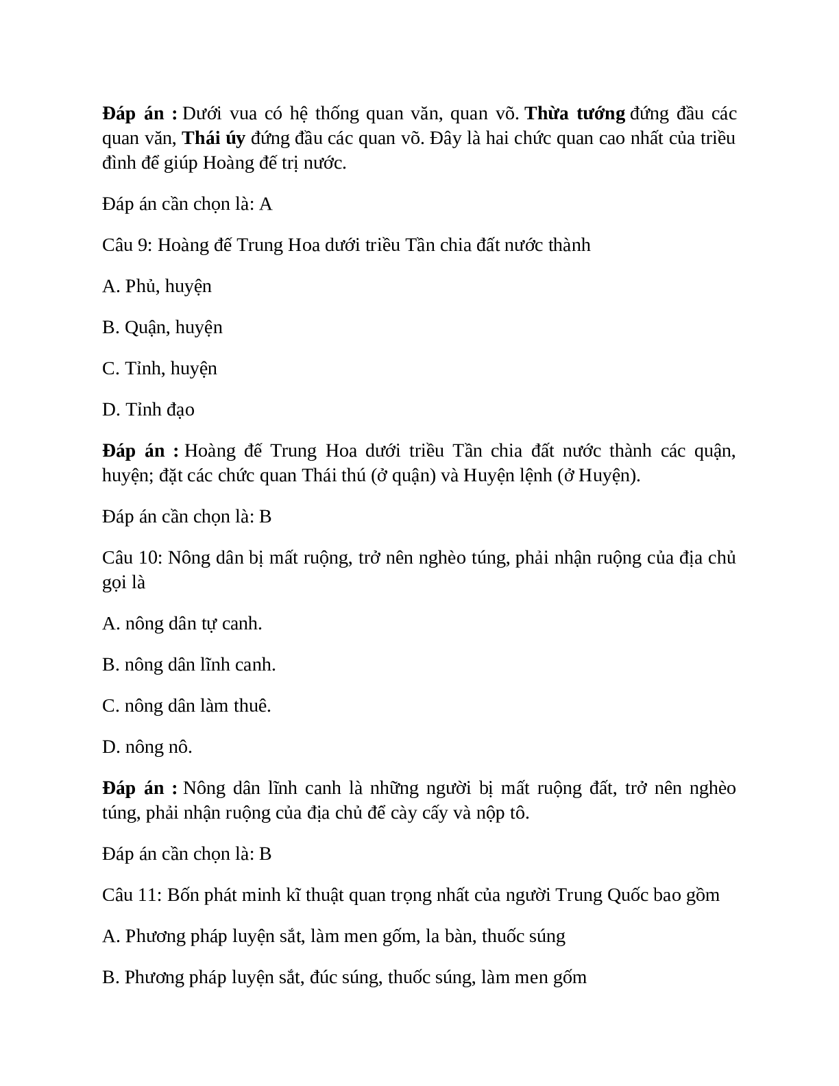 Lịch Sử 10 Bài 5 (Lý thuyết và trắc nghiệm): Trung Quốc thời phong kiến (trang 9)