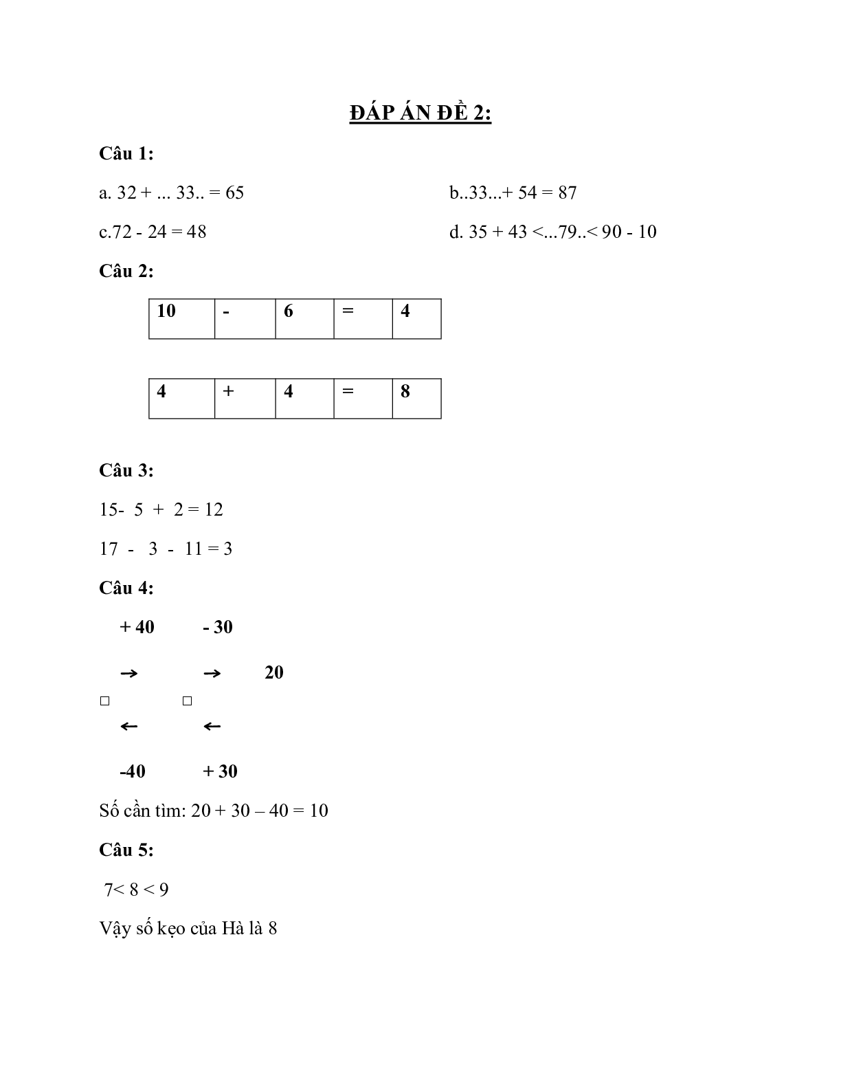 Đề ganh đua Ôn tập dượt môn Toán lớp 2 với đáp án (15 đề) (trang 5)