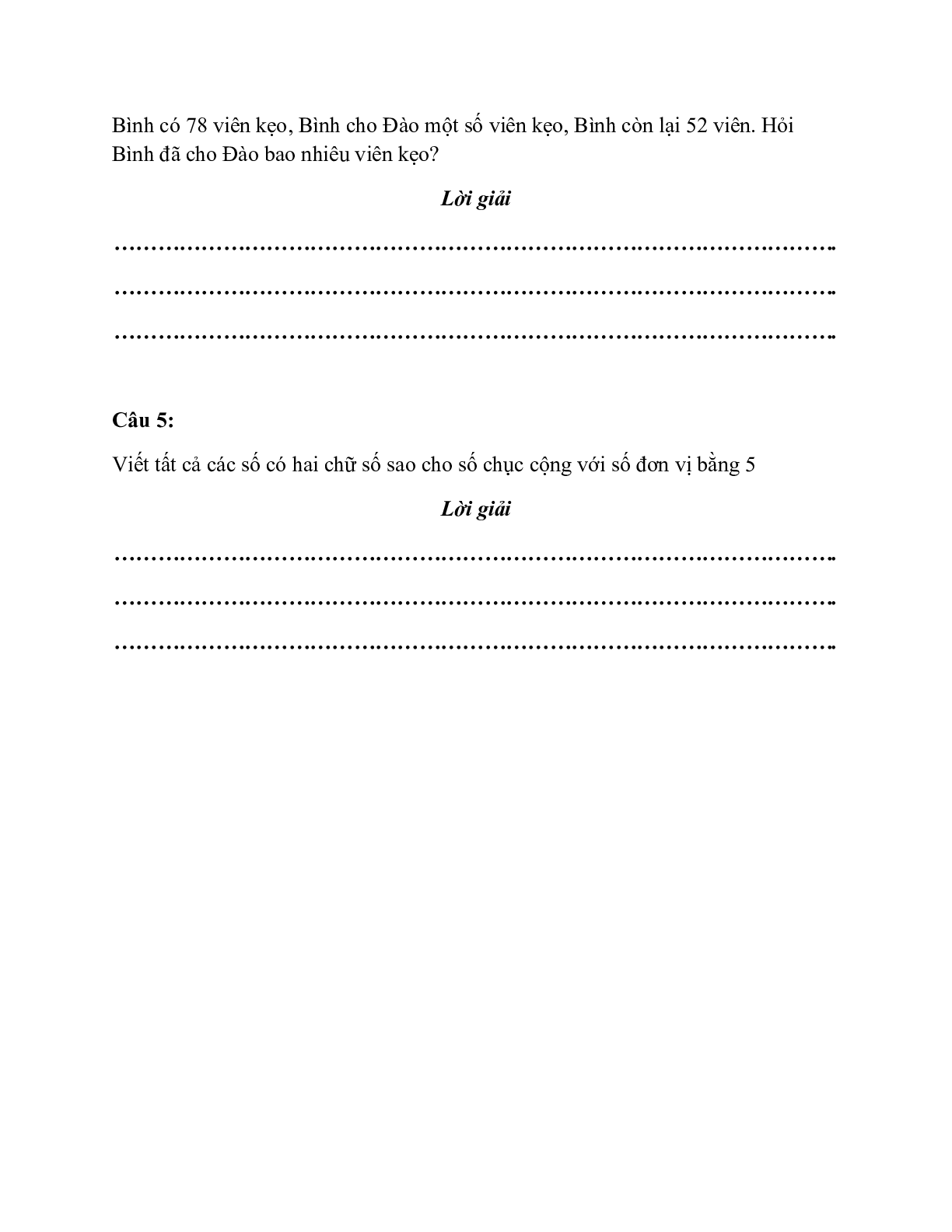 Đề thi Ôn tập môn Toán lớp 2 có đáp án (15 đề) (trang 7)