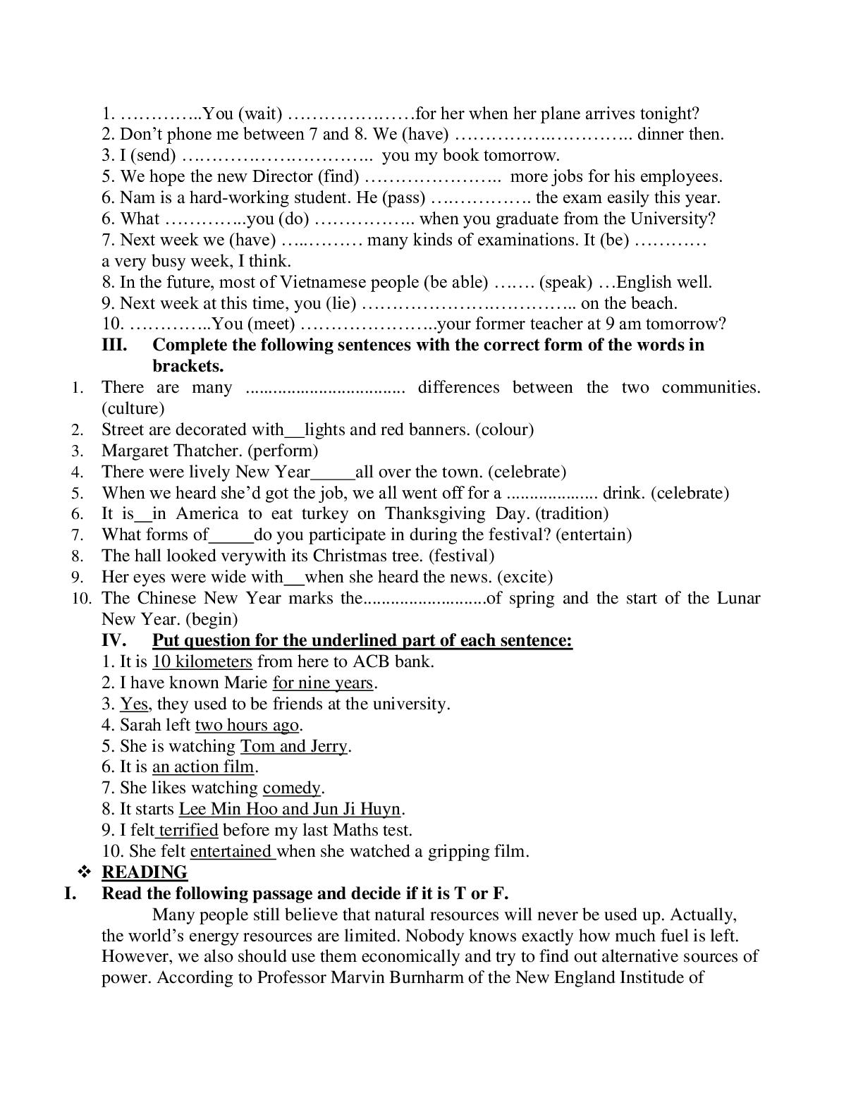 Đề cương ôn thi học kì 2 môn Tiếng Anh lớp 7 năm 2019-2020 (trang 6)