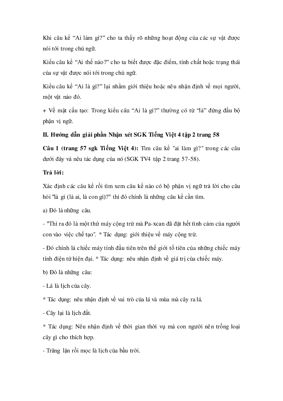 Soạn Tiếng Việt lớp 4: Luyện từ và câu: Câu kể: Ai là gì mới nhất (trang 2)