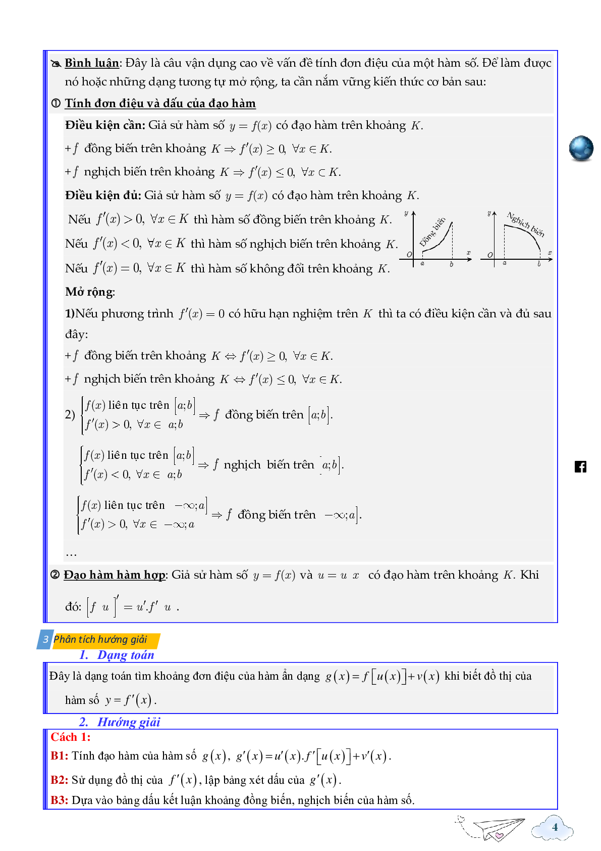 Tính đơn điệu của hàm ẩn được cho bởi đồ thị hàm f'(x) (trang 4)