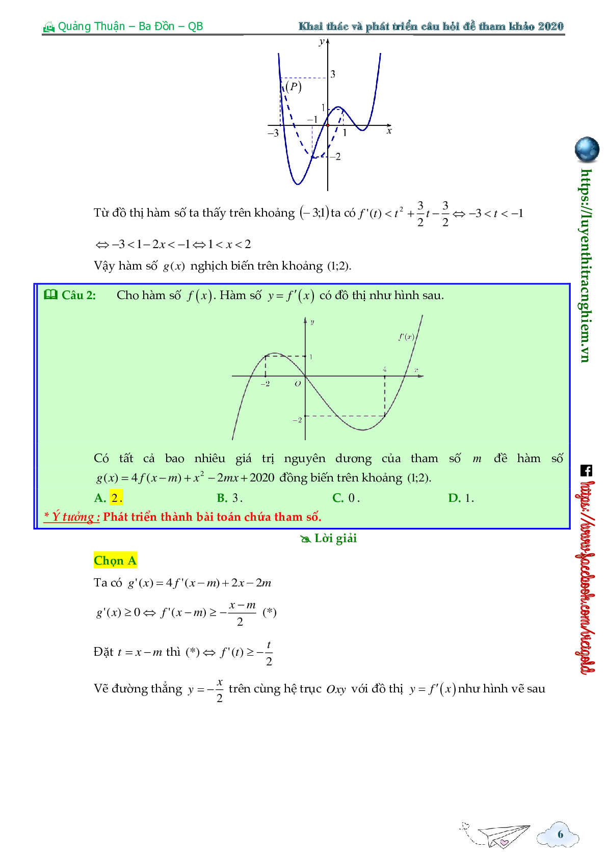 Tính đơn điệu của hàm ẩn cho bởi đồ thị hàm f'(x) (trang 6)