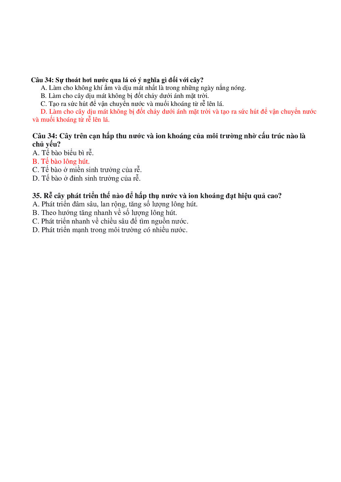 Câu hỏi trắc nghiệm sinh học 12 hay nhất, có đáp án, chọn lọc (trang 5)