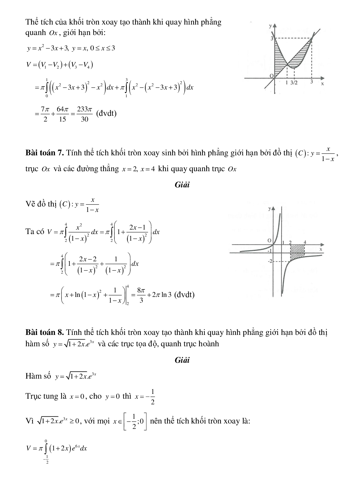 Dạng bài tập Ứng dụng tích phân tính thể tích khối tròn xoay (trang 4)