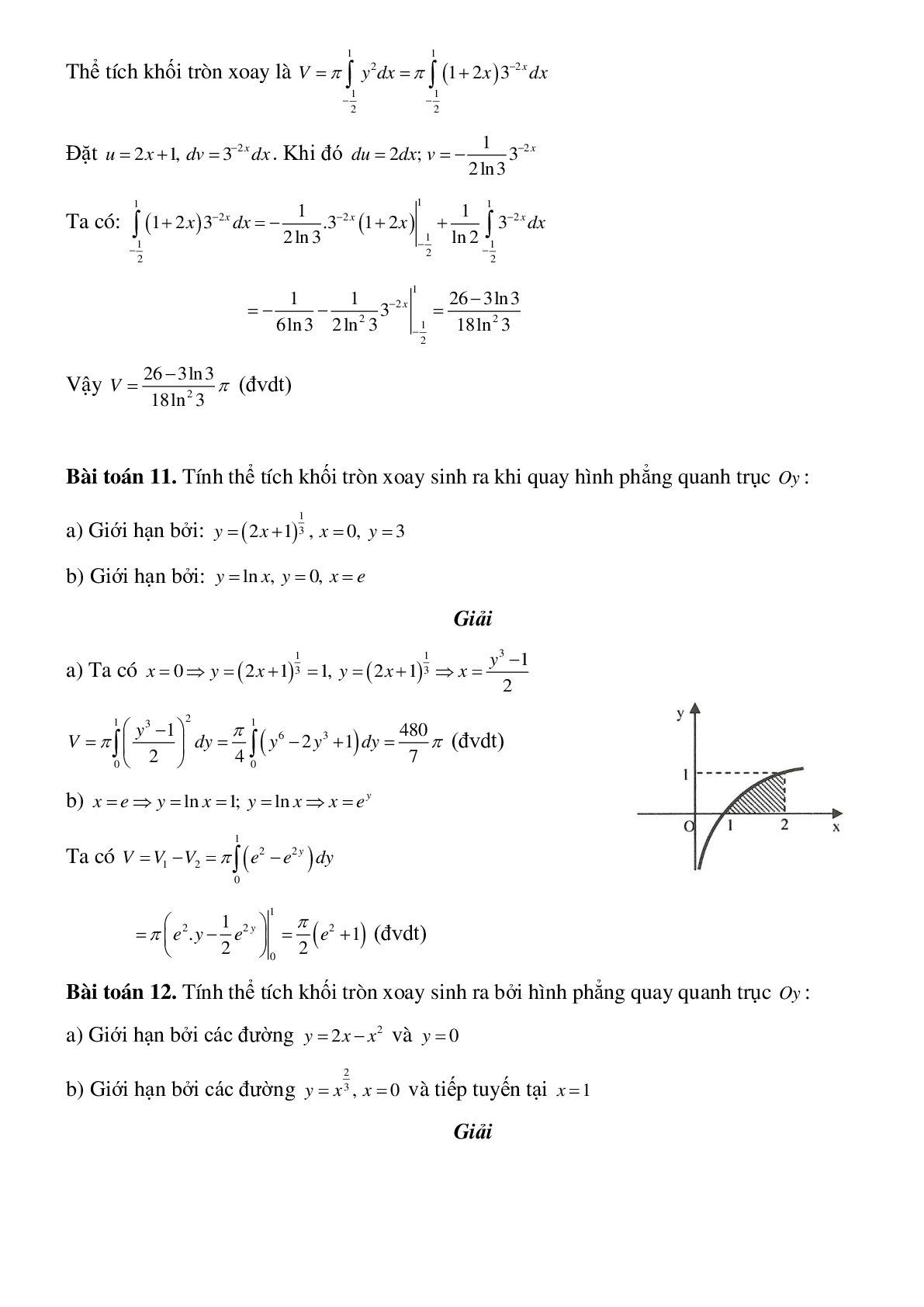 Dạng bài tập Ứng dụng tích phân tính thể tích khối tròn xoay (trang 6)