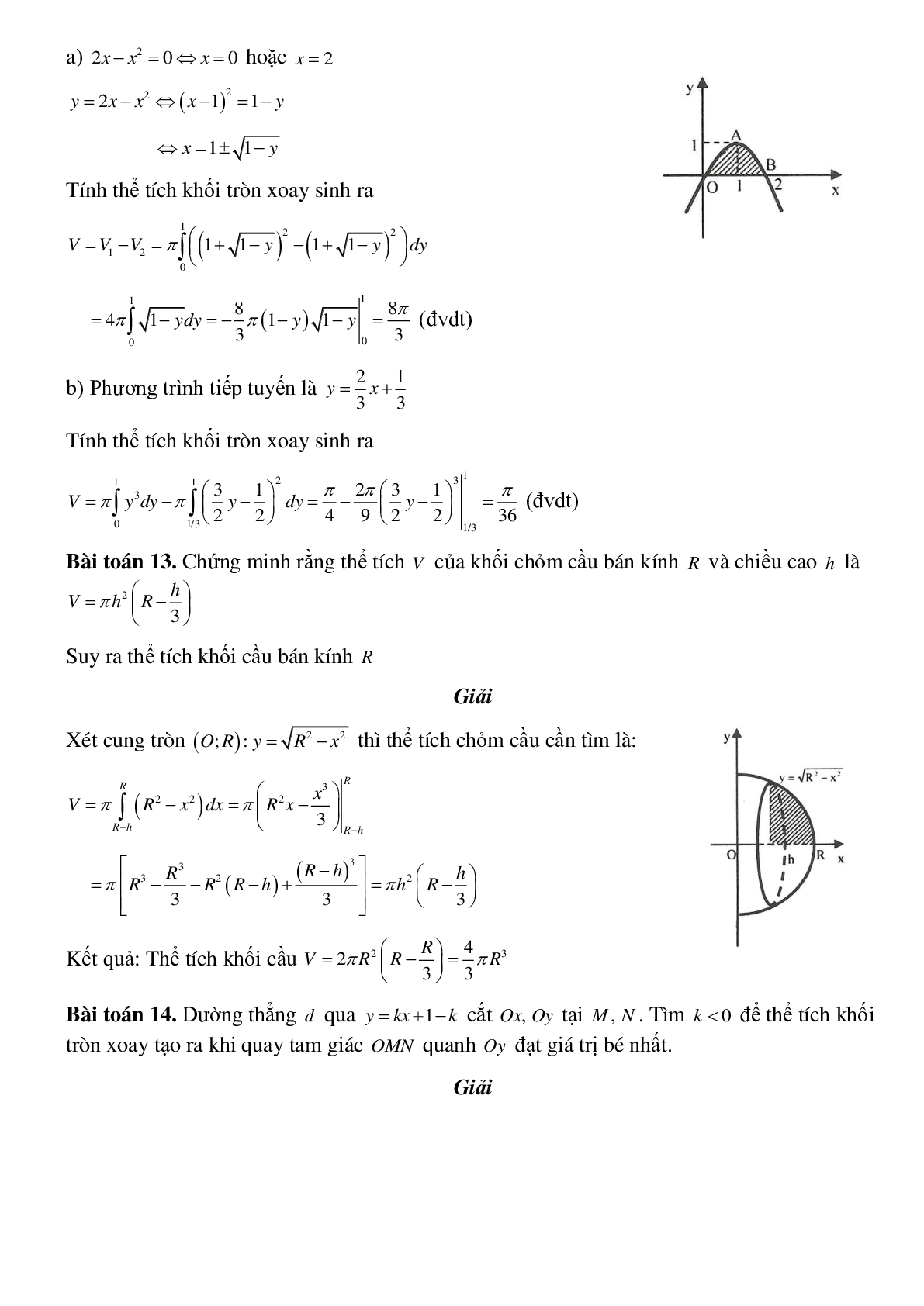Dạng bài tập Ứng dụng tích phân tính thể tích khối tròn xoay (trang 7)