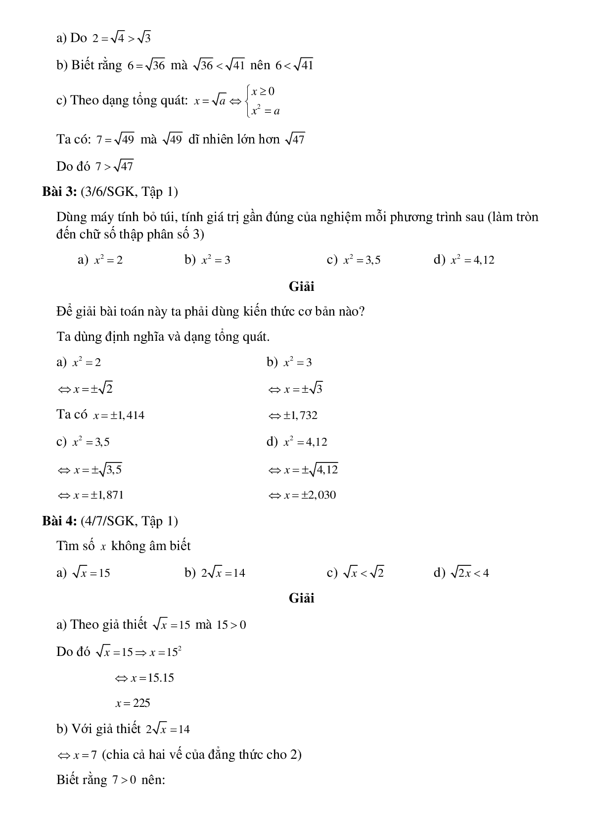 Bài tập Căn bậc hai đại số lớp 9 (trang 2)