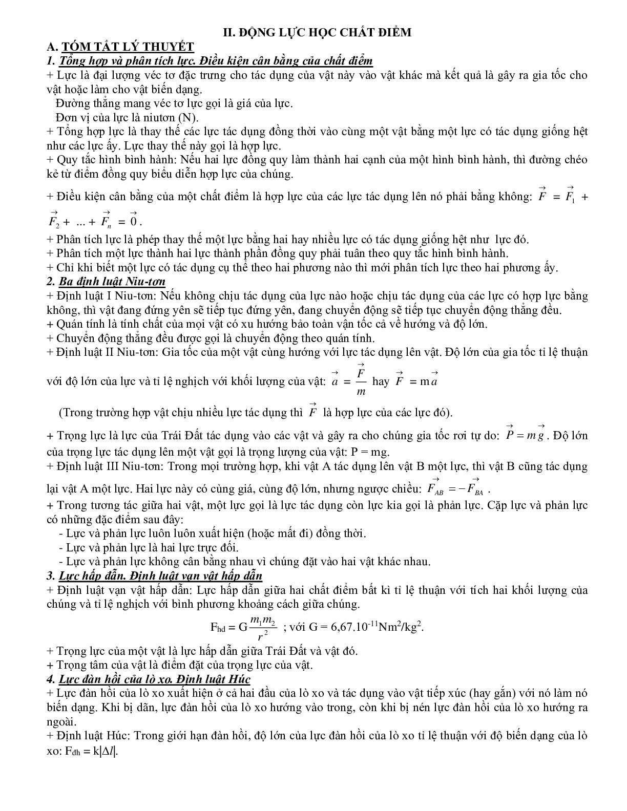 Các Dạng bài tập Động lực học chất điểm môn Vật lý lớp 10 (trang 1)