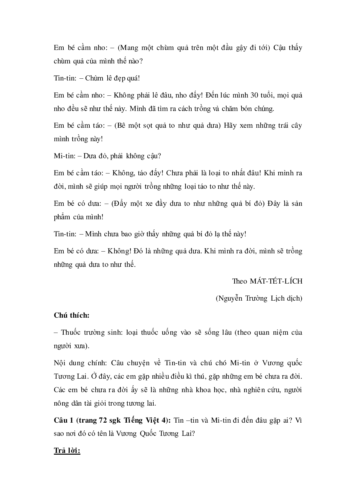 Soạn Tiếng Việt lớp 4: Tập đọc: Ở Vương quốc Tương Lai mới nhất (trang 2)