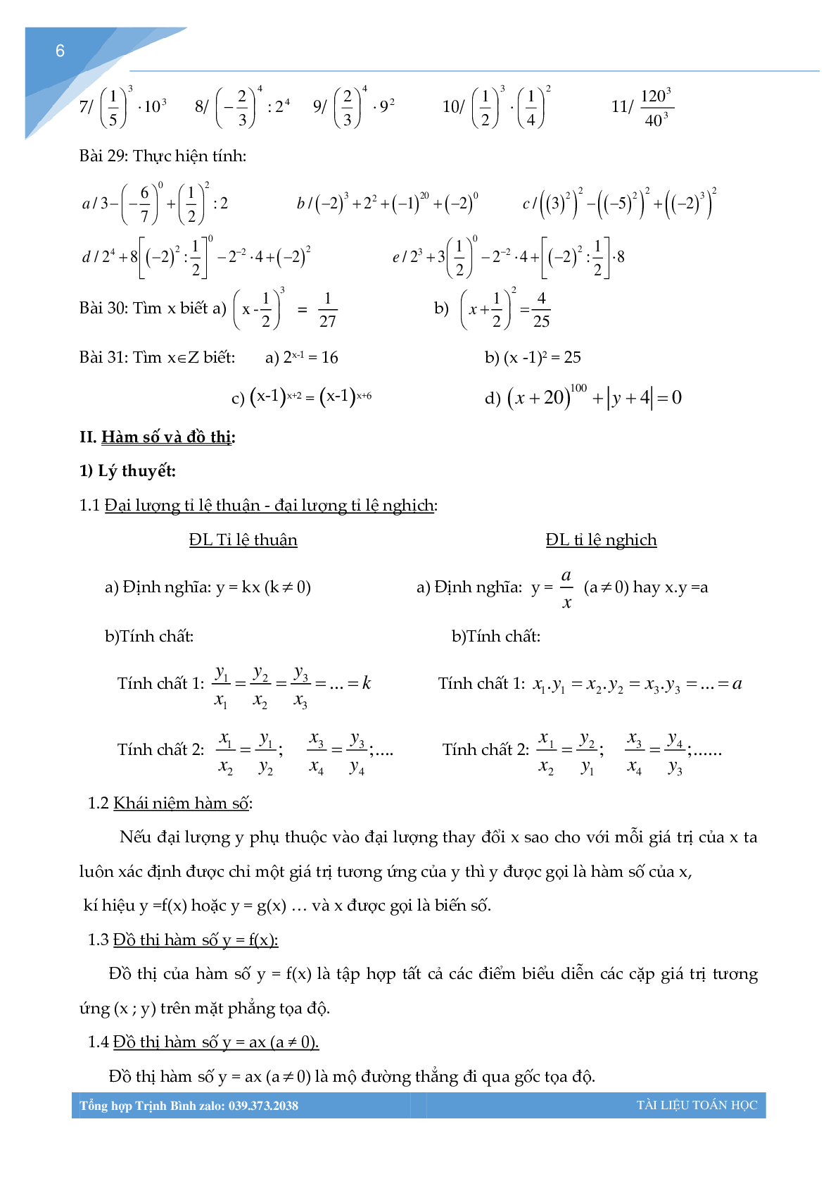 Đề cương ôn tập học kì 1 môn toán lớp 7 (trang 6)
