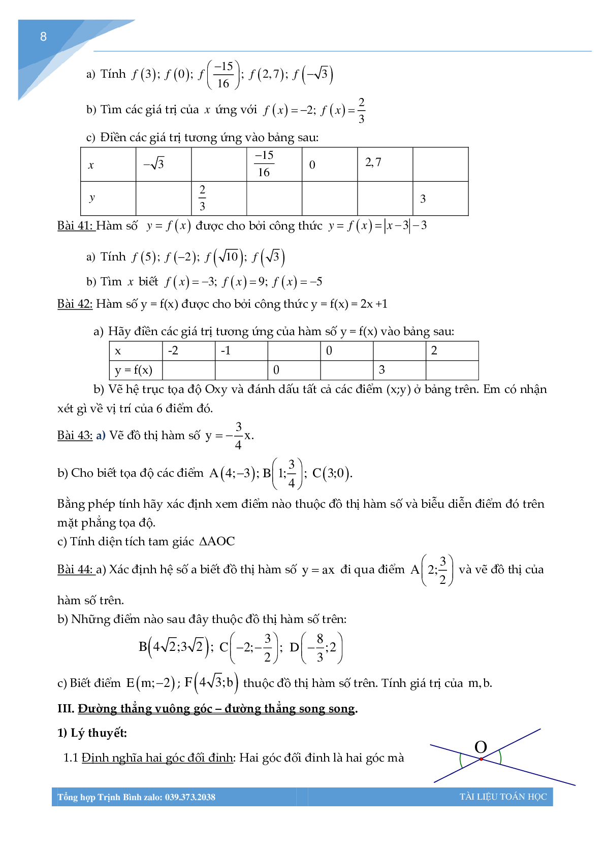 Đề cương ôn tập học kì 1 môn toán lớp 7 (trang 8)