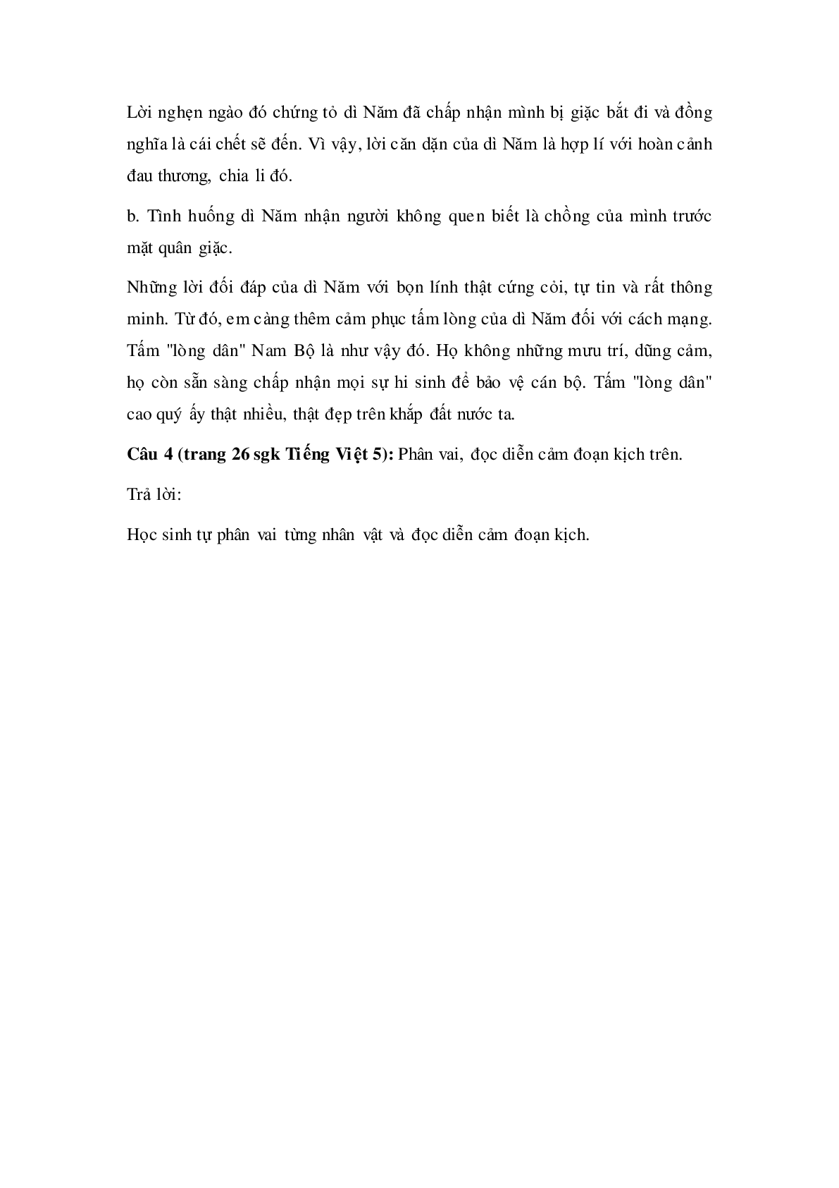 Soạn Tiếng Việt lớp 5: Tập đọc: Lòng dân mới nhất (trang 4)