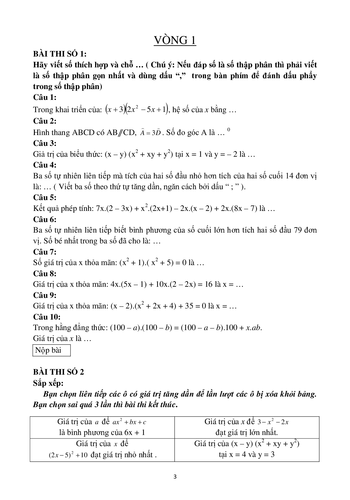 Tài liệu luyện thi Violympic toán 8 (trang 1)