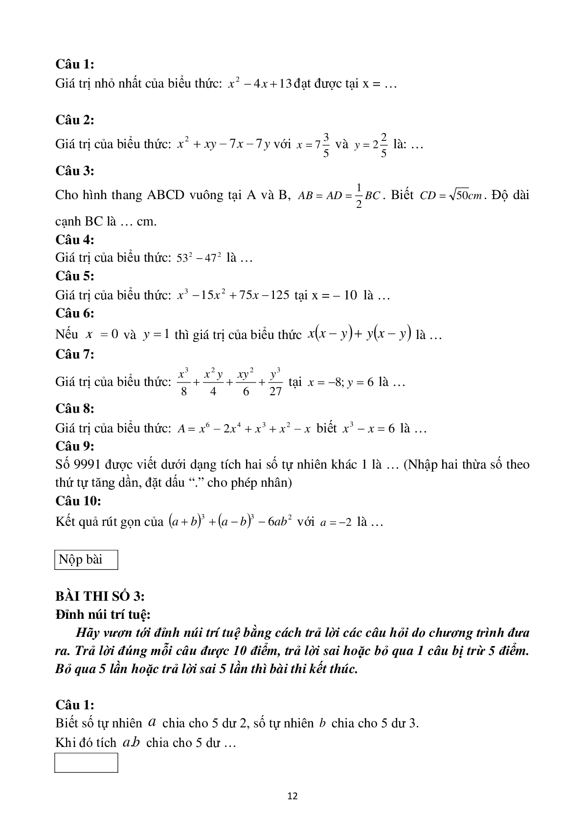Tài liệu luyện thi Violympic toán 8 (trang 10)
