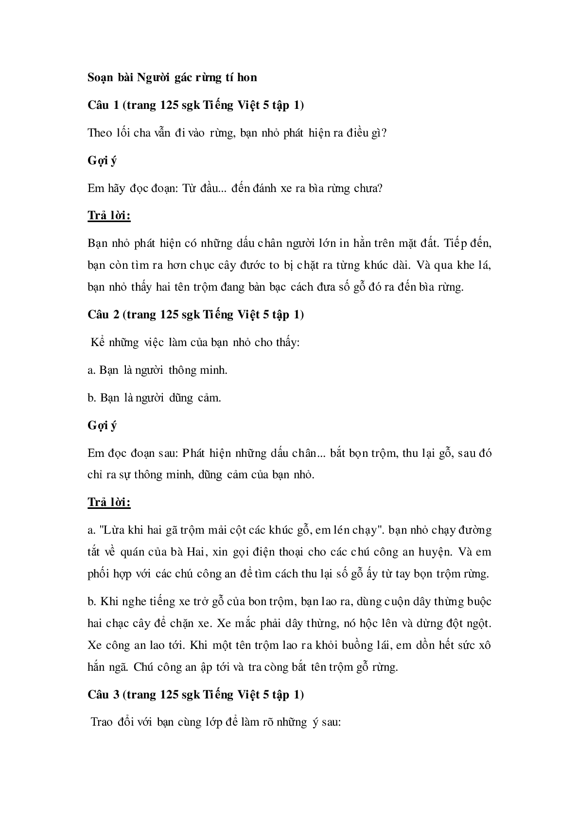 Soạn Tiếng Việt lớp 5: Tập đọc: Người gác rừng tí hon mới nhất (trang 2)