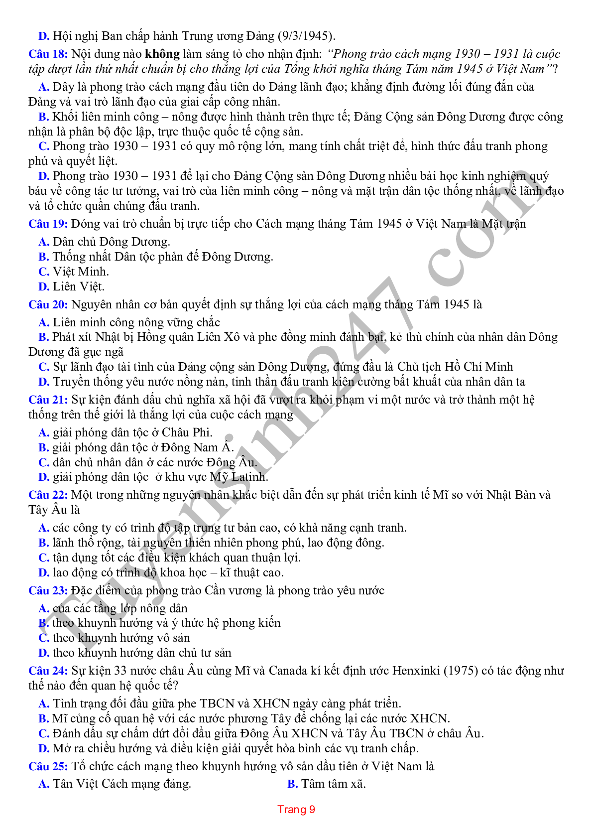 17 Đề Lịch Sử ôn thi THPT QG chọn lọc (trang 10)