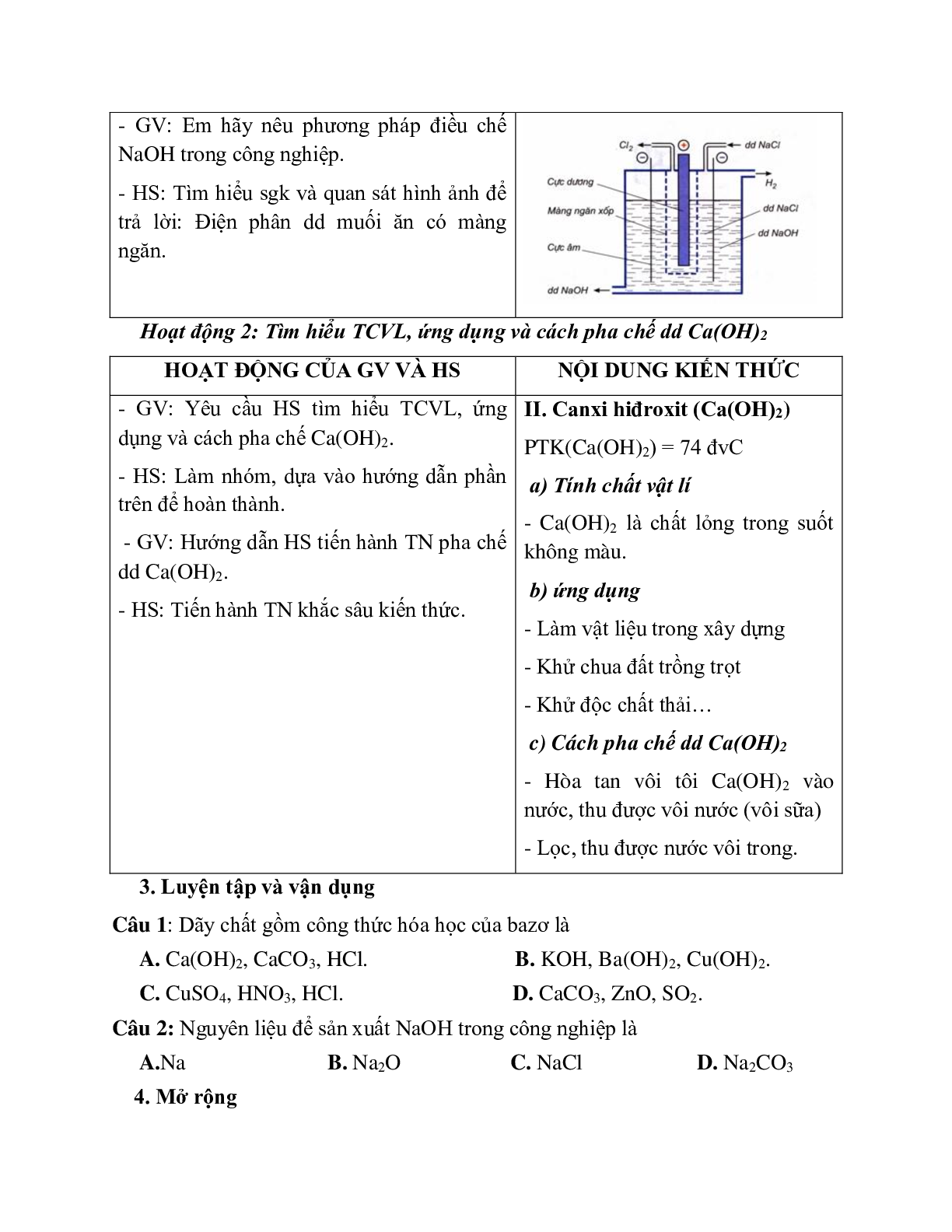 Giáo án hóa học 9 chủ đề bazo mới nhất (trang 6)
