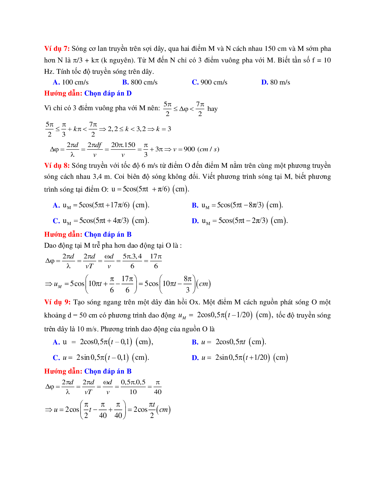 Các dạng bài toán liên quan đến phương trình sóng môn Vật lý lớp 12 (trang 4)