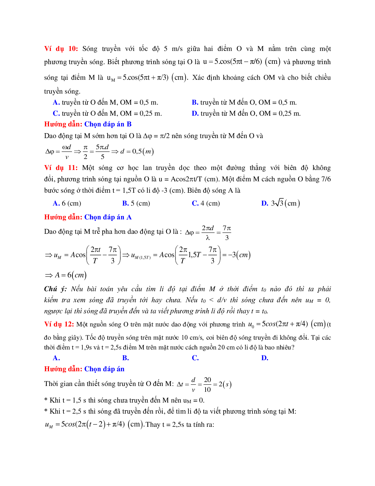 Các dạng bài toán liên quan đến phương trình sóng môn Vật lý lớp 12 (trang 5)