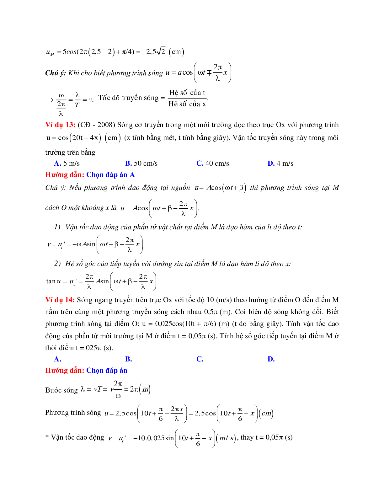 Các dạng bài toán liên quan đến phương trình sóng môn Vật lý lớp 12 (trang 6)