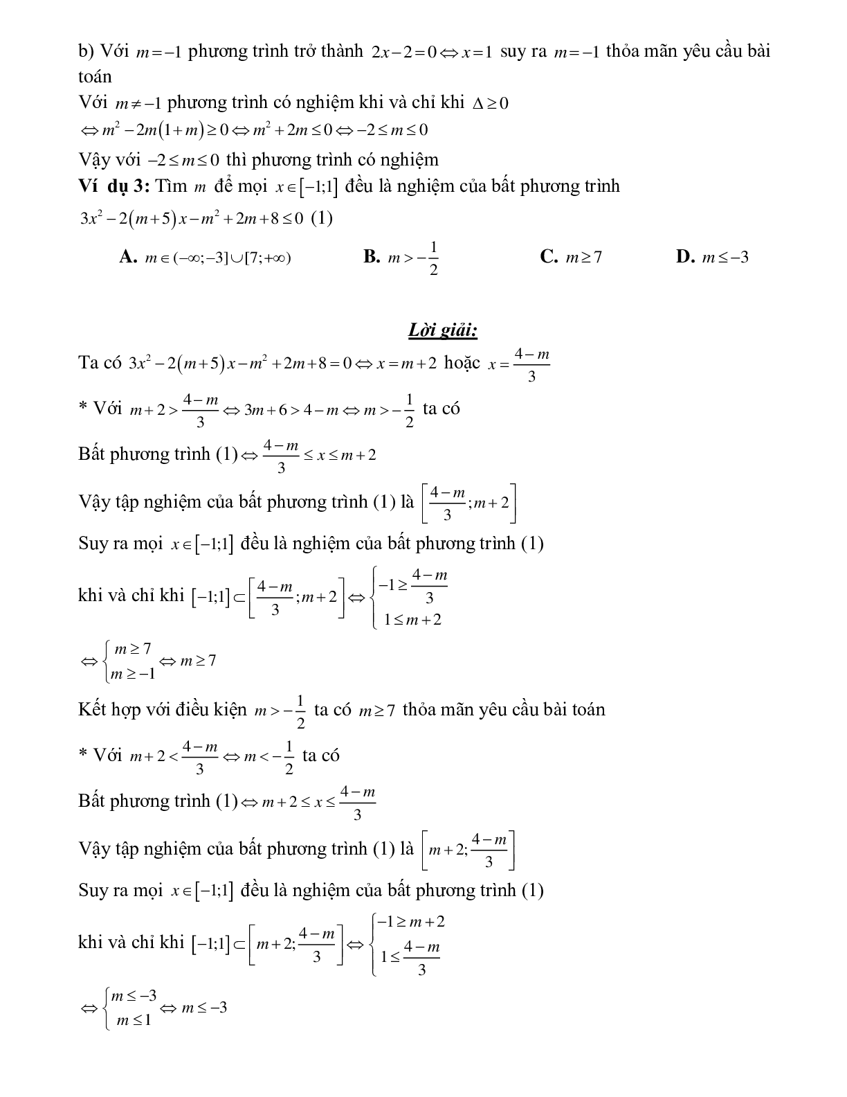 Bài tập giải bất phương trình bậc hai Toán 10 (trang 3)