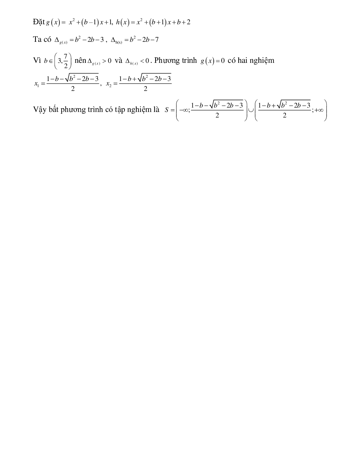 Bài tập giải bất phương trình bậc hai Toán 10 (trang 8)