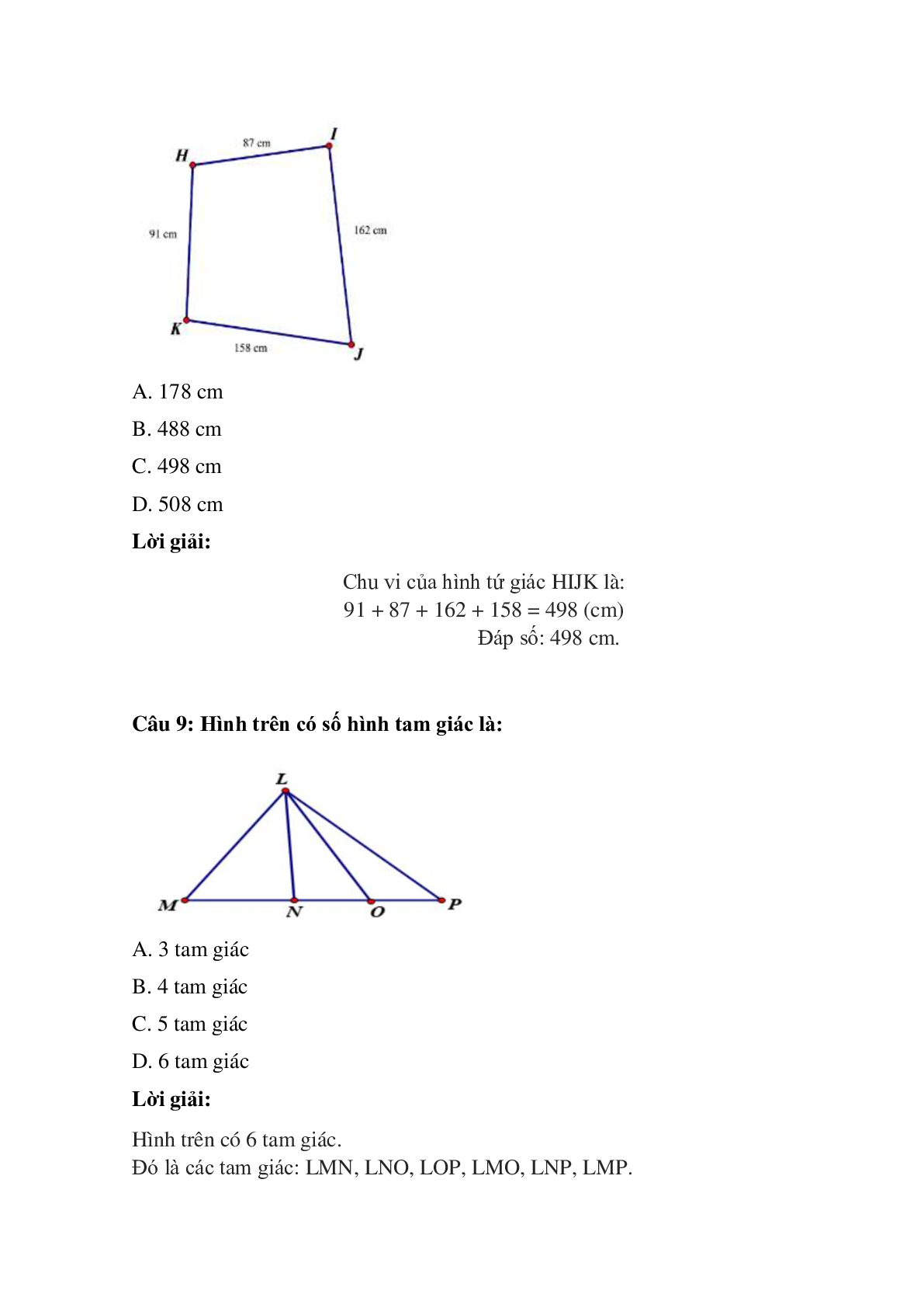 Trắc nghiệm Ôn tập về hình học (chương 1) có đáp án – Toán lớp 3 (trang 5)