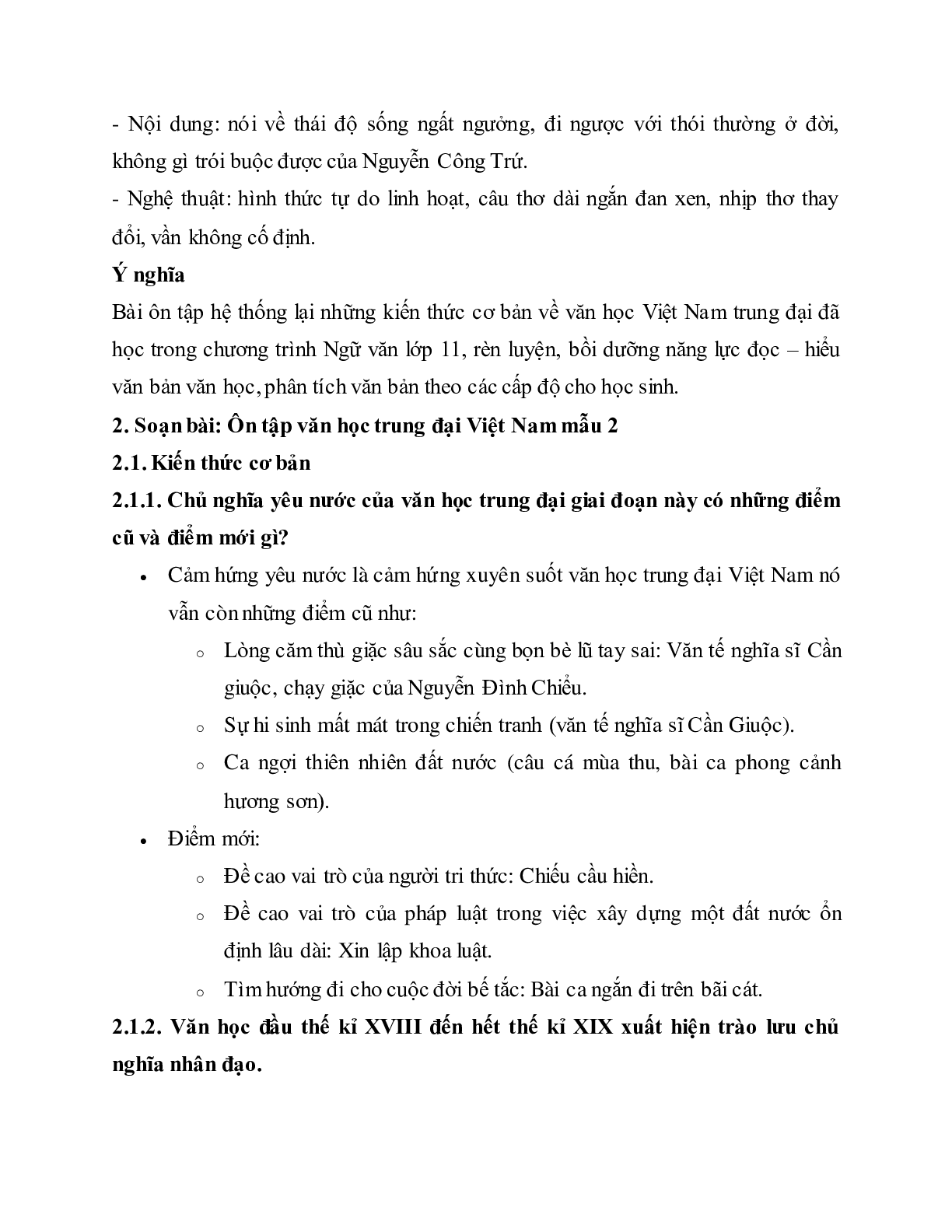 Soạn bài Ôn tập văn học trung đại Việt Nam - ngắn nhất Soạn văn 11 (trang 6)