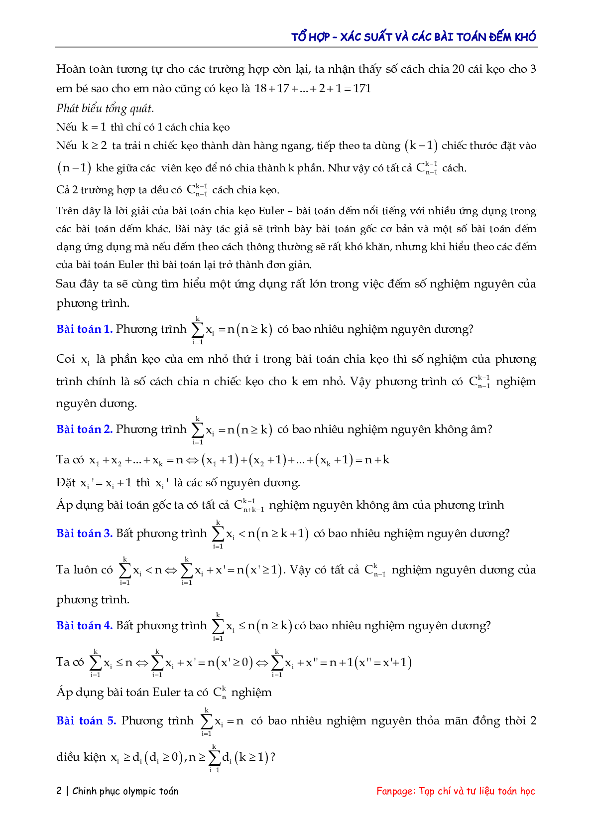 Các bài toán đếm – xác suất hay và khó (trang 2)