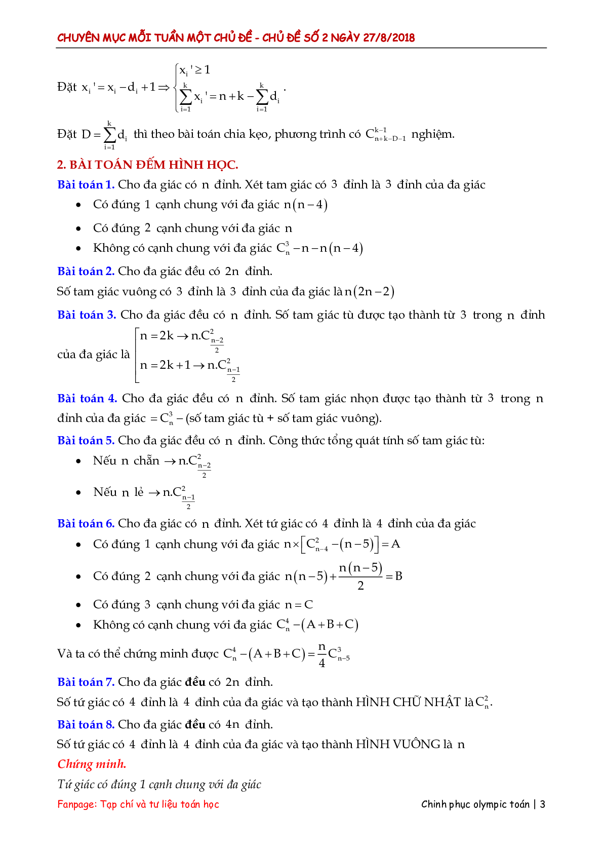 Các bài toán đếm – xác suất hay và khó (trang 3)