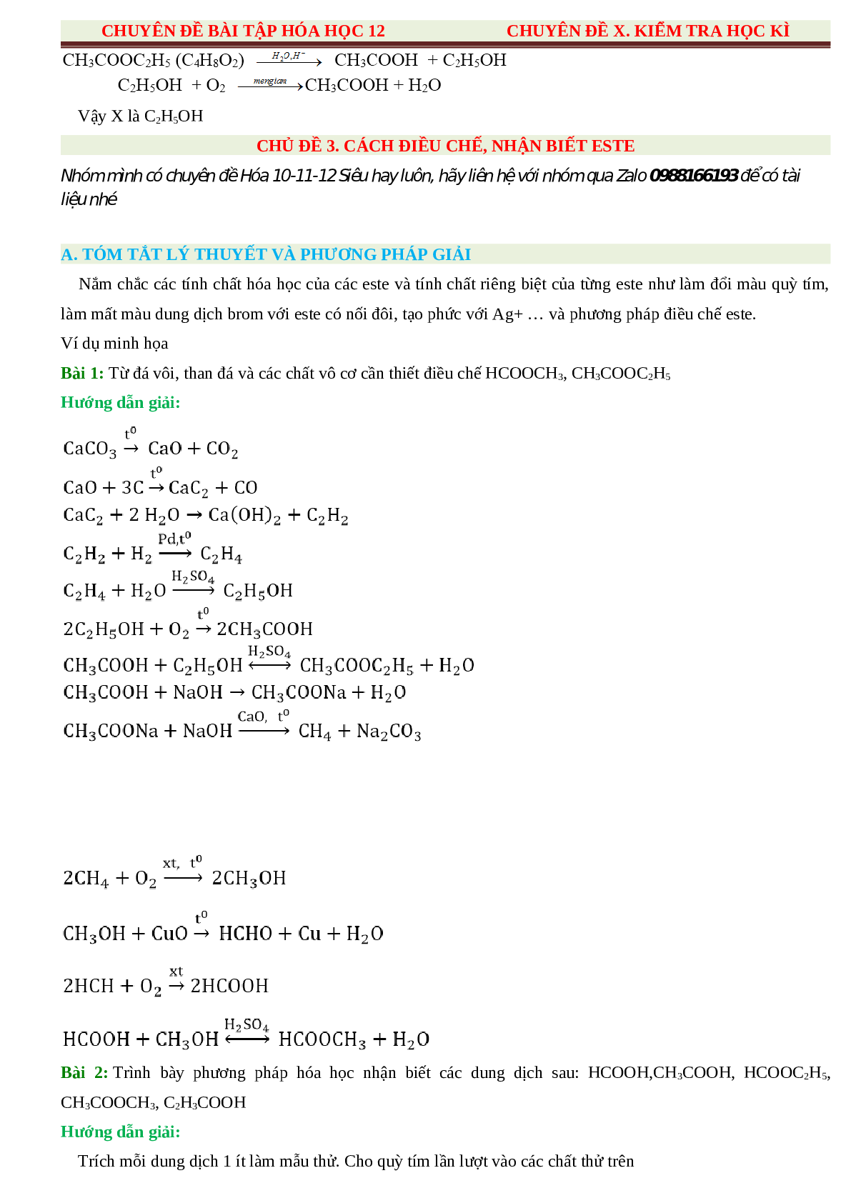 Bài tập về hóa học 12 có đáp án, chọn lọc (trang 9)