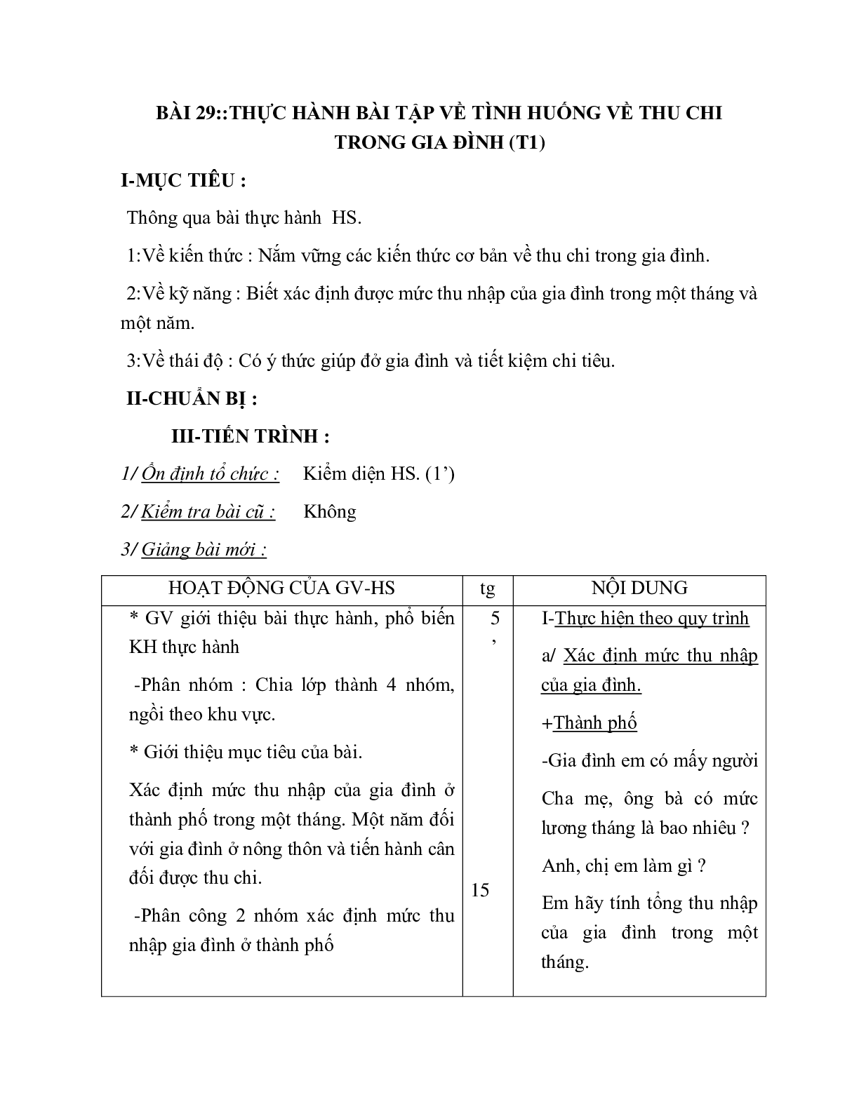 GIÁO ÁN CÔNG NGHỆ 6 BÀI 29::THỰC HÀNH GIÁO ÁN CÔNG NGHỆ 6 BÀI TẬP VỀ TÌNH HUỐNG VỀ THU CHI TRONG GIA ĐÌNH (T1) MỚI NHẤT – CV5555 (trang 1)