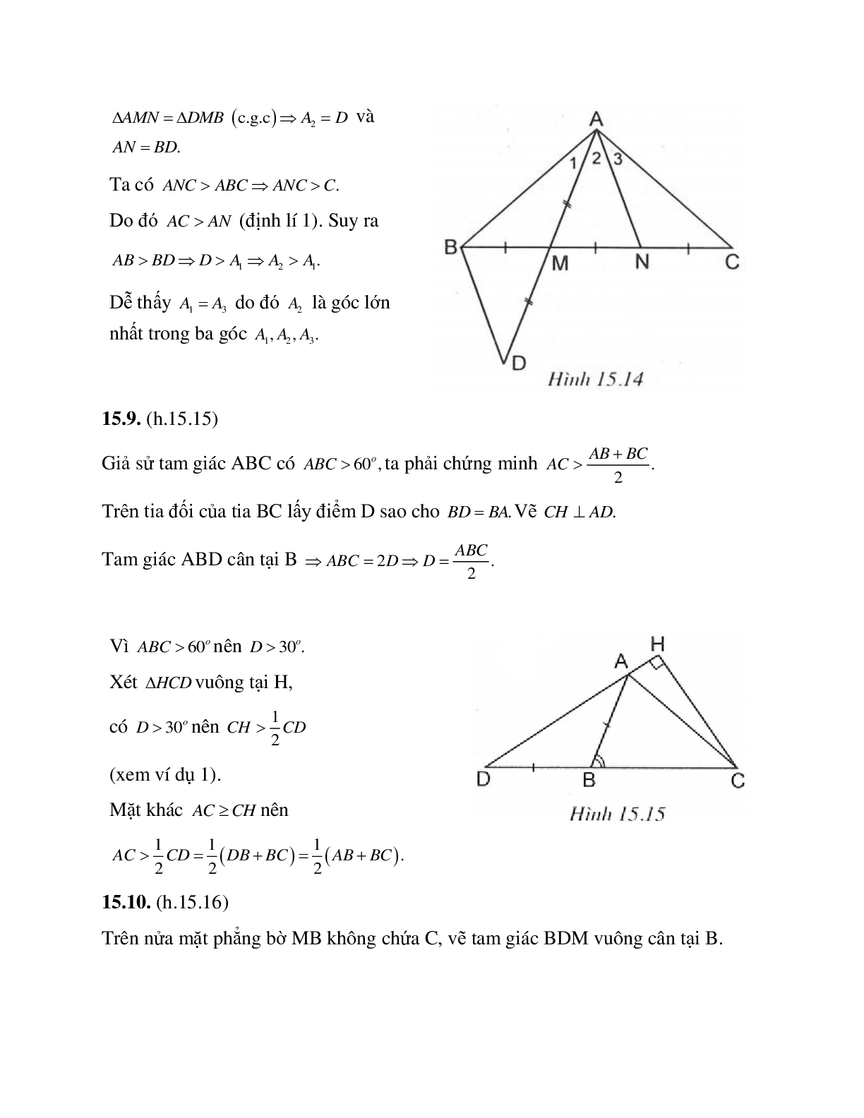 Phương pháp giải bài tập về Quan hệ giữa góc và cạnh đối diện trong một tam giác chọn lọc (trang 10)