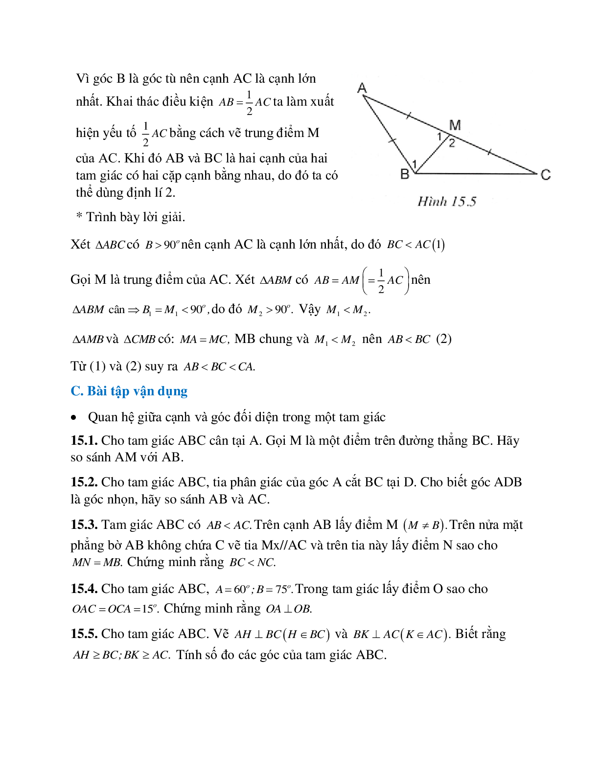 Phương pháp giải bài tập về Quan hệ giữa góc và cạnh đối diện trong một tam giác chọn lọc (trang 4)