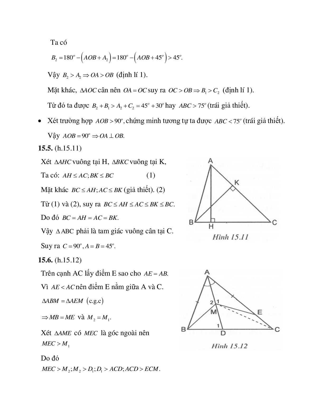Phương pháp giải bài tập về Quan hệ giữa góc và cạnh đối diện trong một tam giác chọn lọc (trang 8)