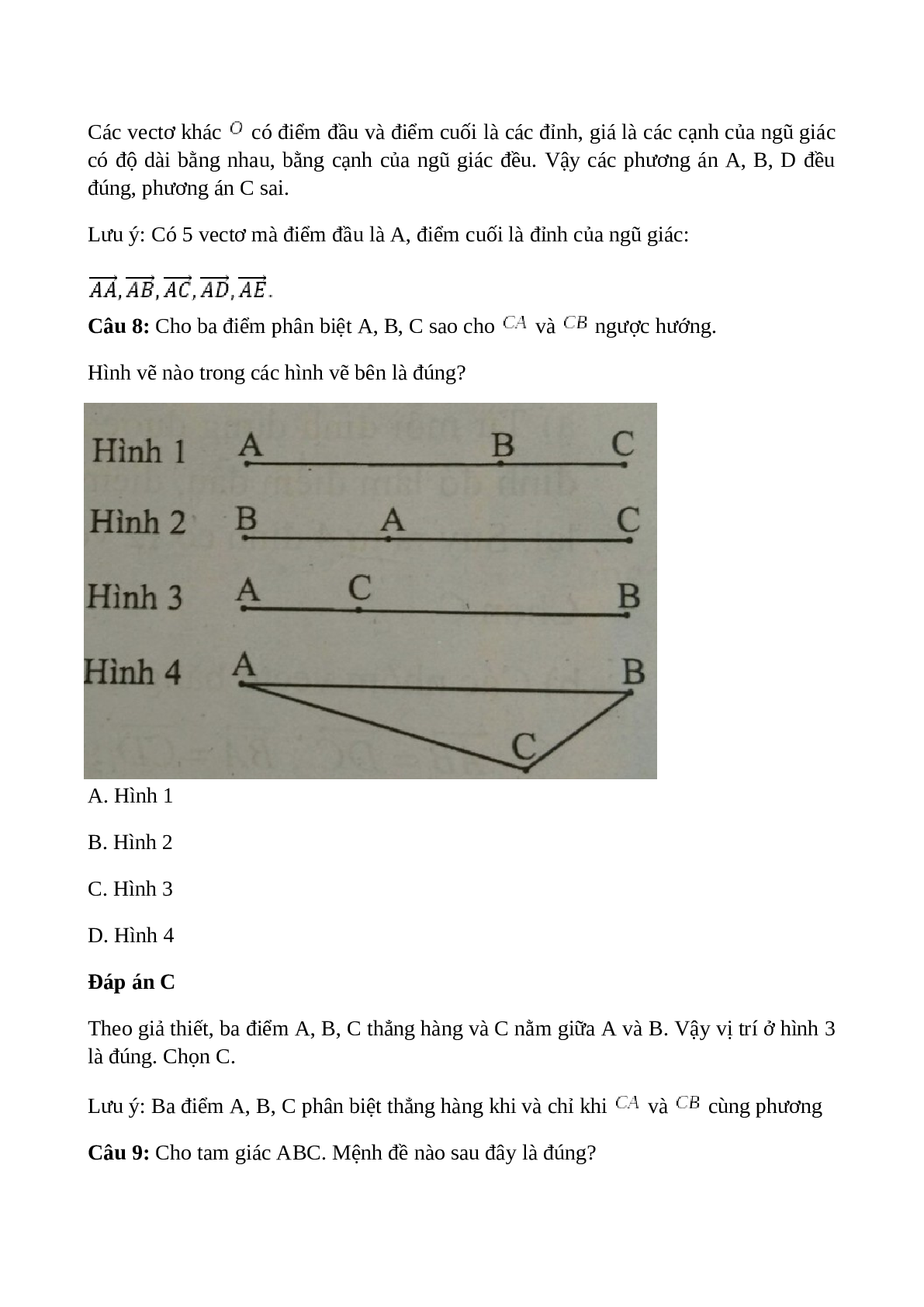 Trắc nghiệm Các định nghĩa (phần 1) có đáp án – Toán lớp 10 (trang 5)