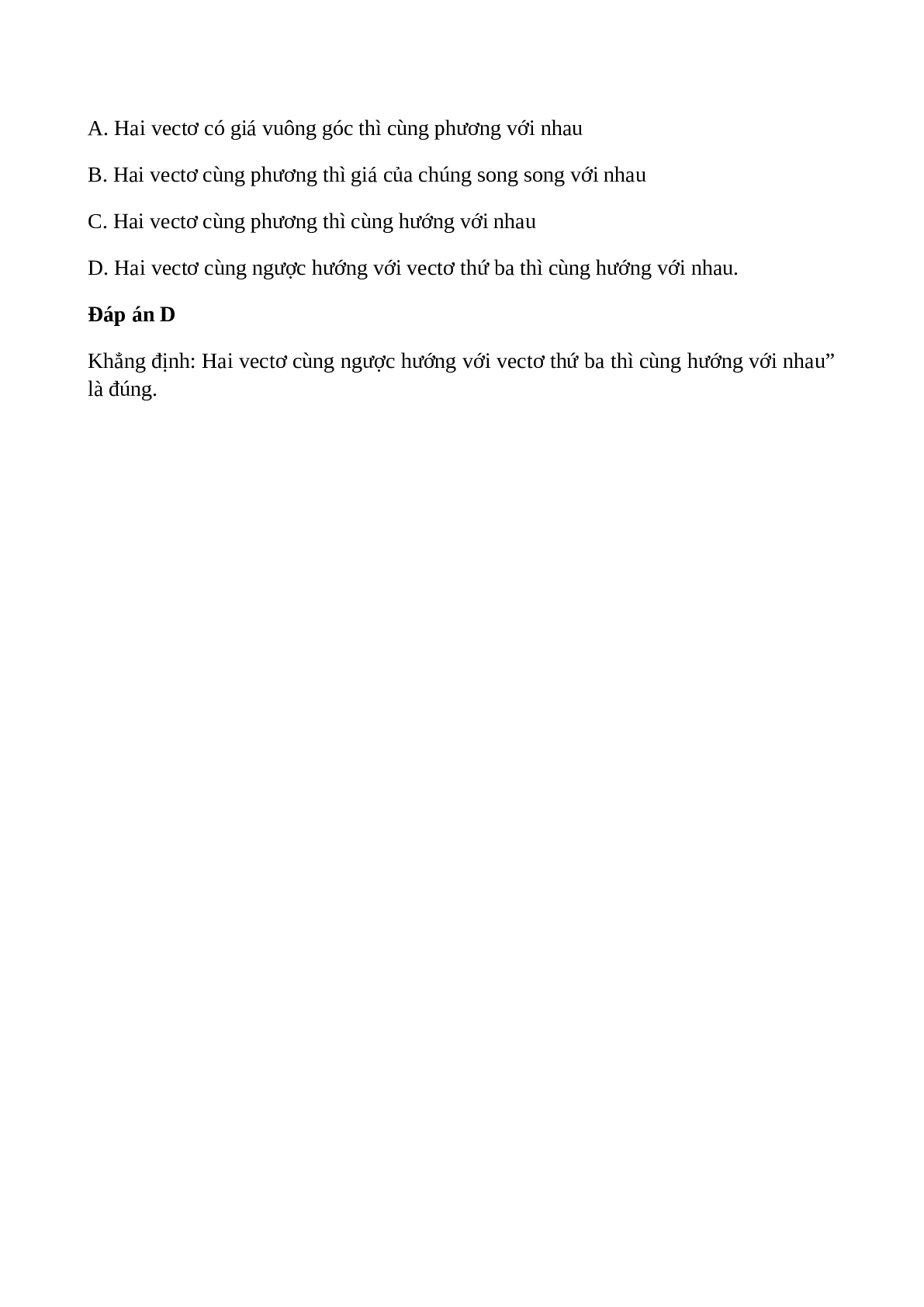 Trắc nghiệm Các định nghĩa (phần 1) có đáp án – Toán lớp 10 (trang 9)