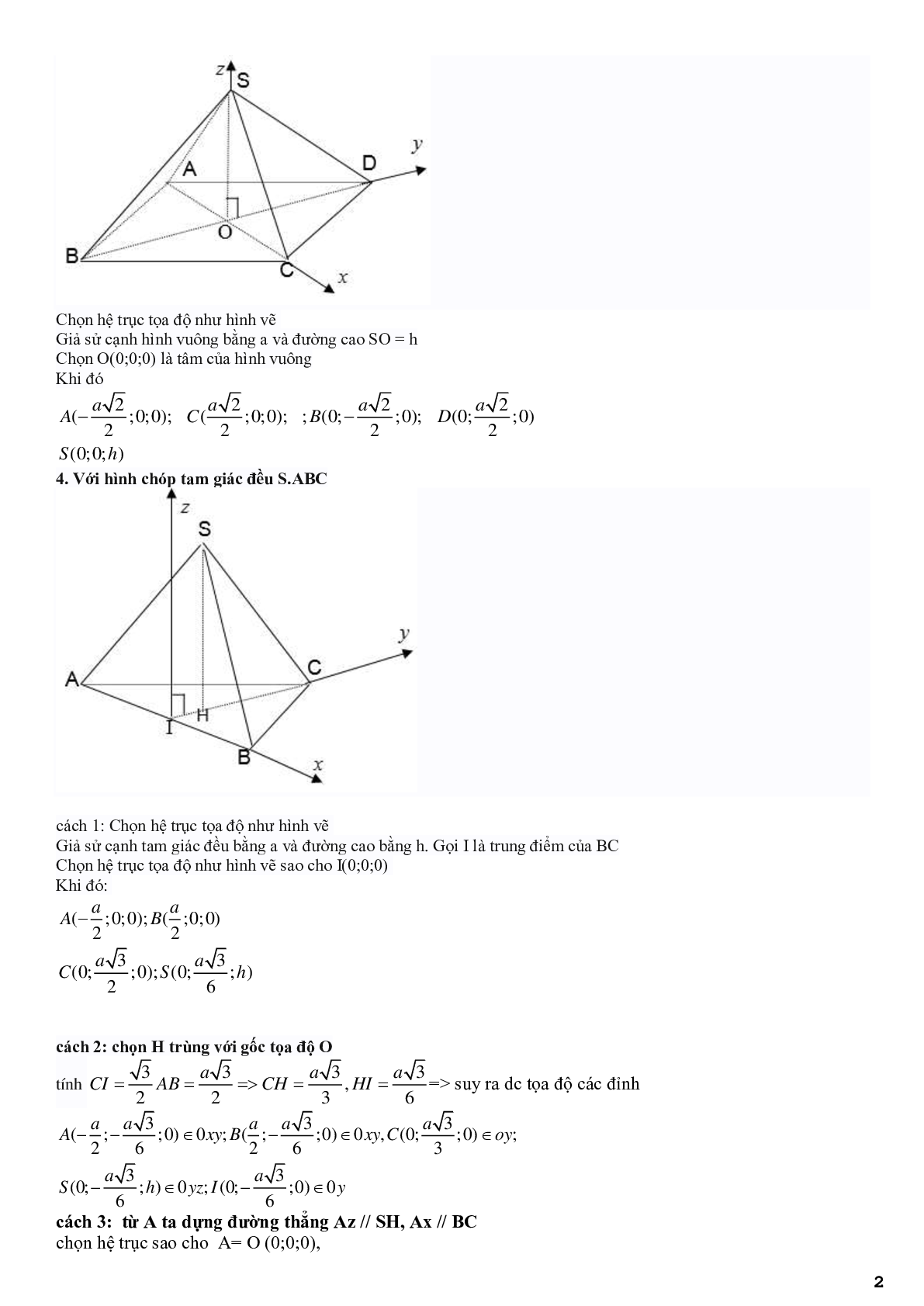 Ứng dụng phương pháp tọa độ để giải các bài toán hình học không gian (trang 2)