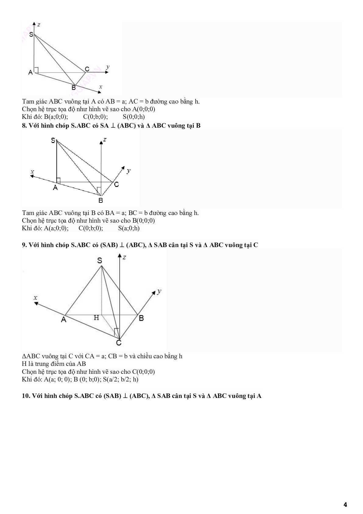 Ứng dụng phương pháp tọa độ để giải các bài toán hình học không gian (trang 4)