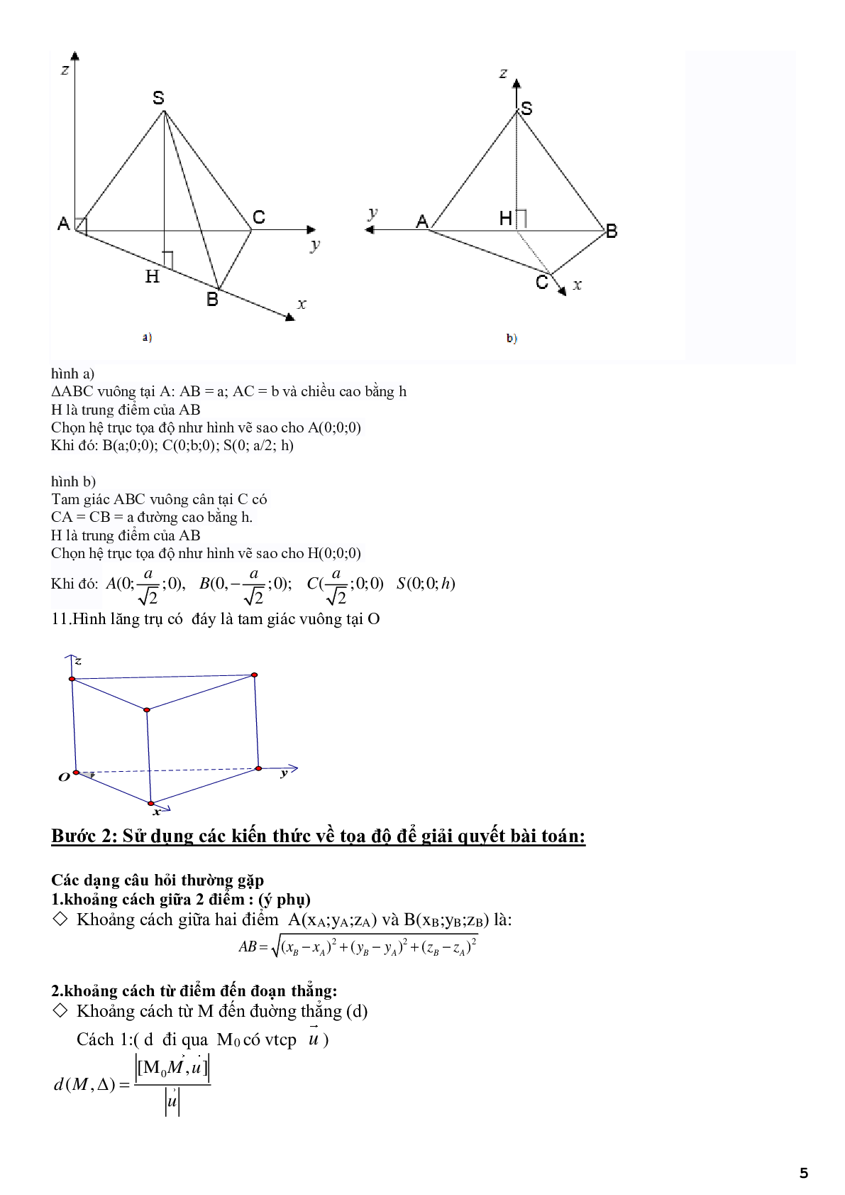 Ứng dụng phương pháp tọa độ để giải các bài toán hình học không gian (trang 5)