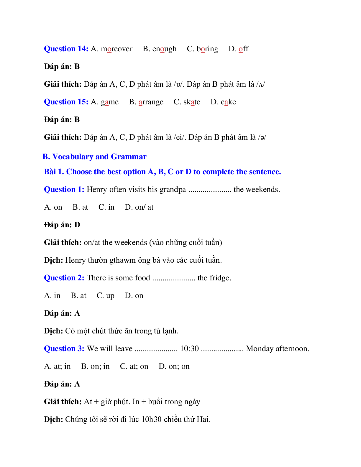Trắc nghiệm Tiếng Anh 7 Unit 8 có đáp án: Places (trang 3)