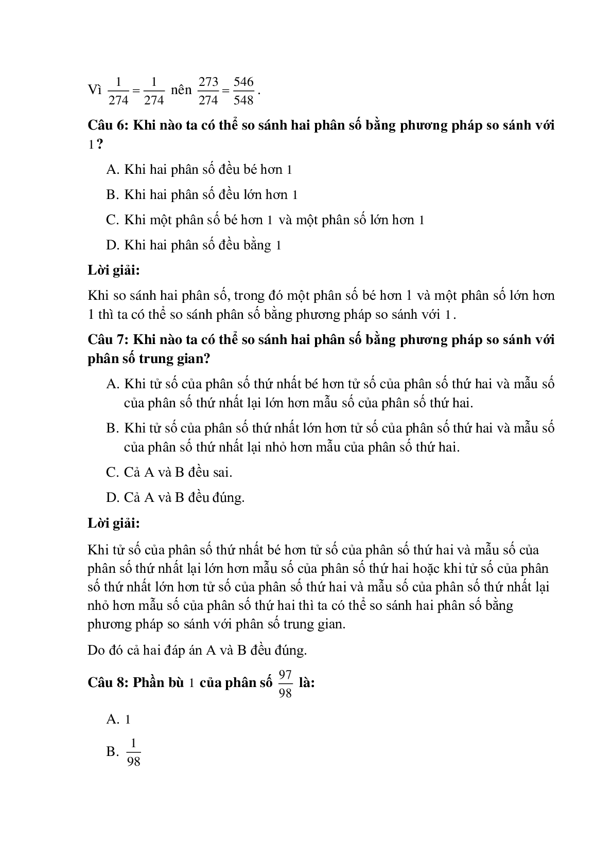 10 câu Trắc nghiệm Ôn tập so sánh hai phân số (tiếp) có đáp án 2023 – Toán lớp 5 (trang 3)