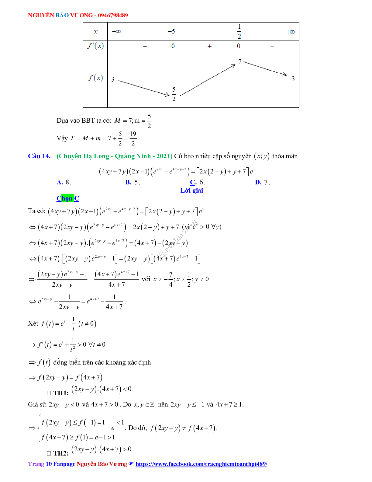 Trắc nghiệm Ôn thi THPT QG Toán 12: Đáp án mũ - lũy thừa - logarit mức độ vận dụng cao (trang 10)